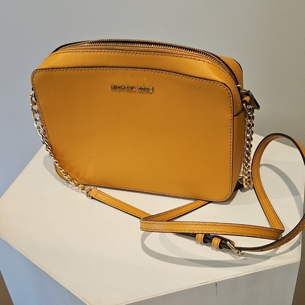 Michael Kors Yellow Leather Crossbody Chain Camera Bag